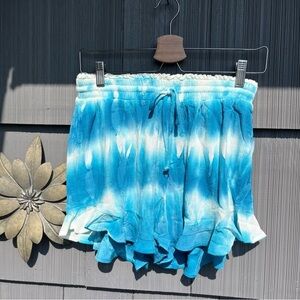 Anthropologie Shore Brand Blue Tie Dye Ruffle Shorts Small